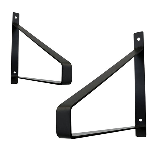 8" Set Of Two Black Metal Wall Mounted Shelf Brackets