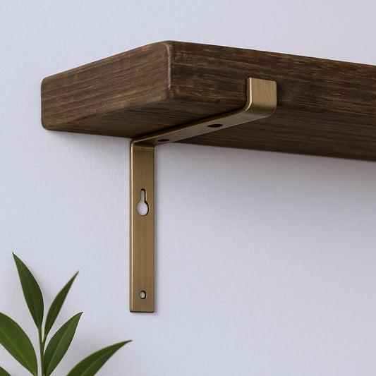 7" Set Of Two Gold Metal Wall Mounted Shelf Brackets