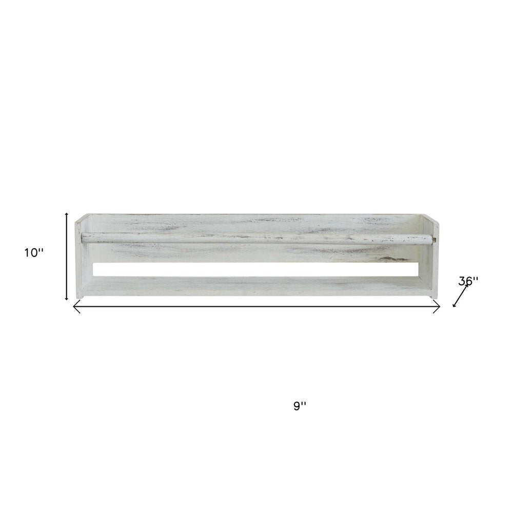 Set Of Two White Wood Wall Mounted Floating Shelves