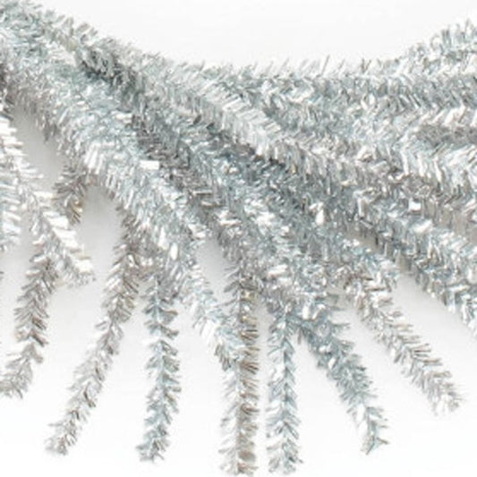 21" Silver Tinsel Faux Pine Christmas Artificial Wreath
