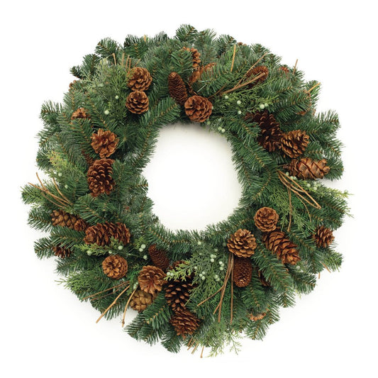 32" Green And Brown Christmas Pine And Pinecone Artificial Wreath