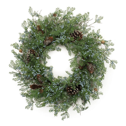 26" Green And Brown Christmas Juniper Artificial Wreath