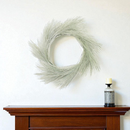 24" Green And White Frosted Long Needle Pine Artificial Wreath