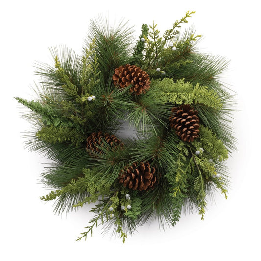18" Green Christmas Pine And Pinecone Artificial Wreath