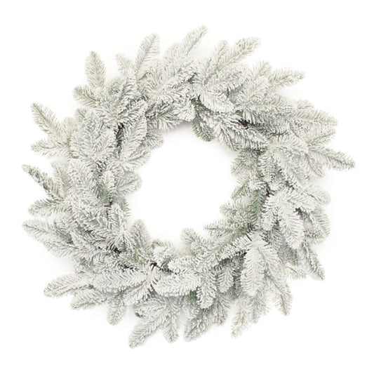 25" White Flocked Pine Christmas Artificial Wreath