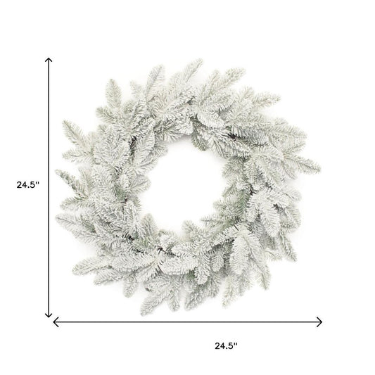 25" White Flocked Pine Christmas Artificial Wreath