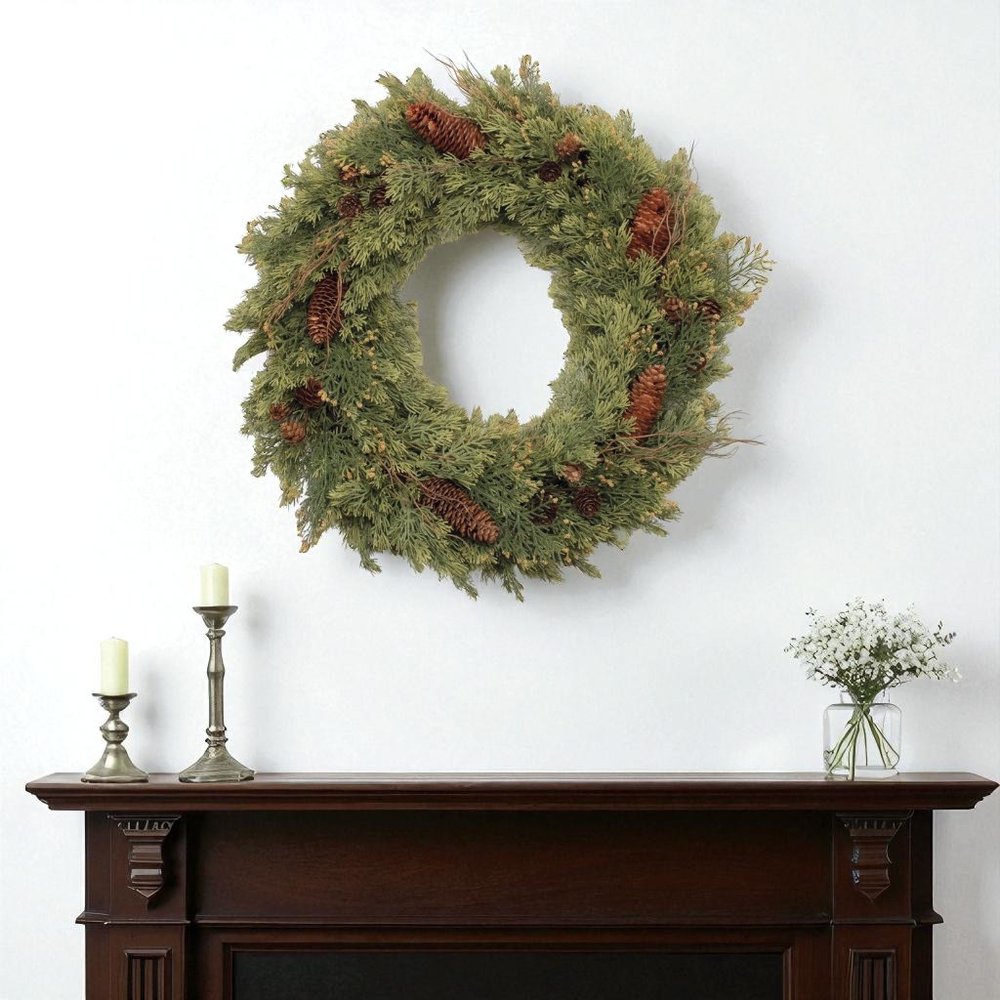 22" Green And Brown Christmas Pine Artificial Wreath