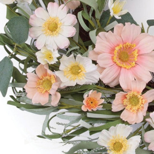 21" Pink And Green Maple Artificial Wreath