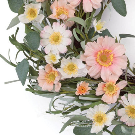 21" Pink And Green Maple Artificial Wreath