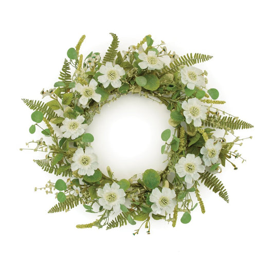 22" White And Green Mixed Assortment Artificial Wreath