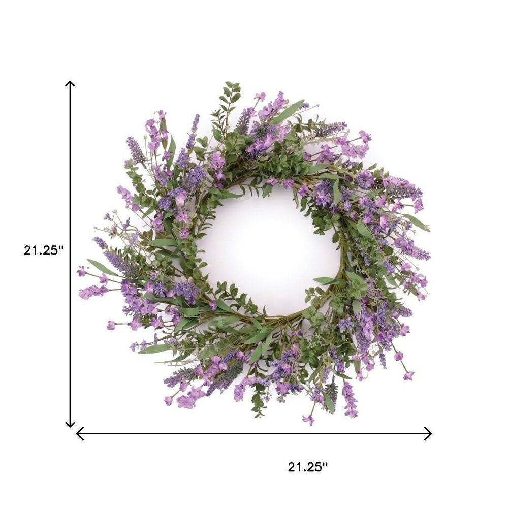 21" Purple And Green Mixed Assortment Artificial Wreath