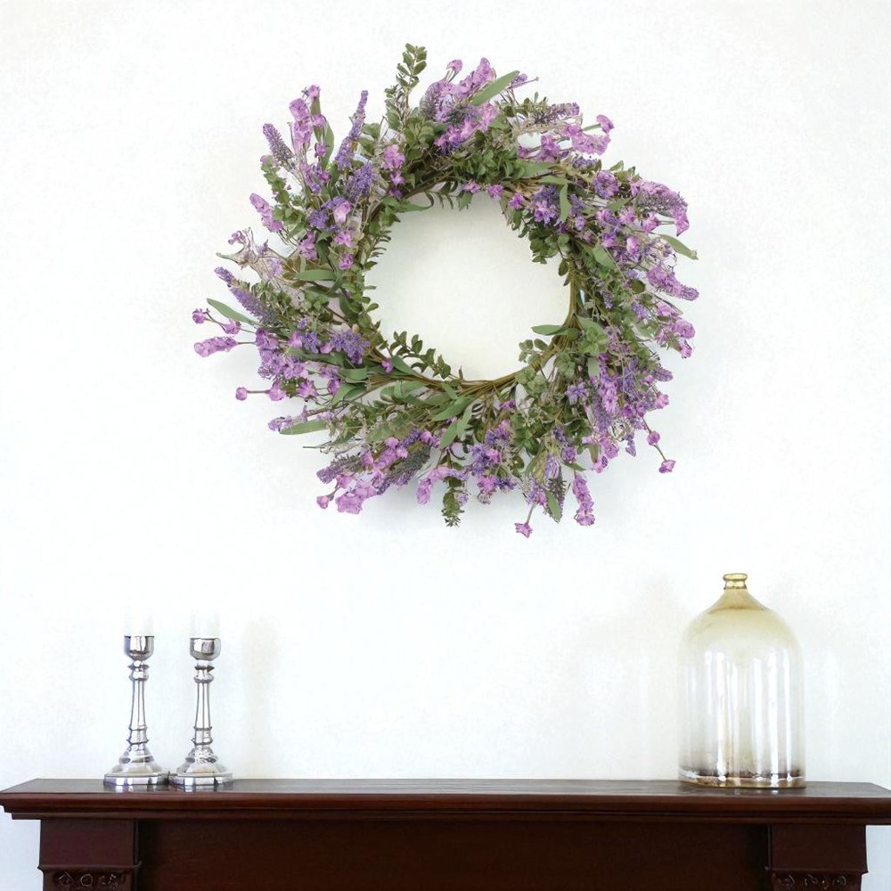 21" Purple And Green Mixed Assortment Artificial Wreath