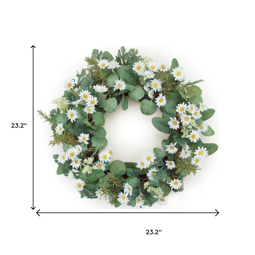23" White And Green Mixed Assortment Artificial Wreath