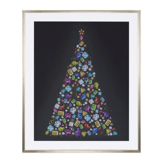 Bejeweled Christmas Tree Champagne Framed Wall Art