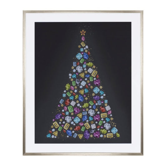 Bejeweled Christmas Tree Champagne Framed Wall Art