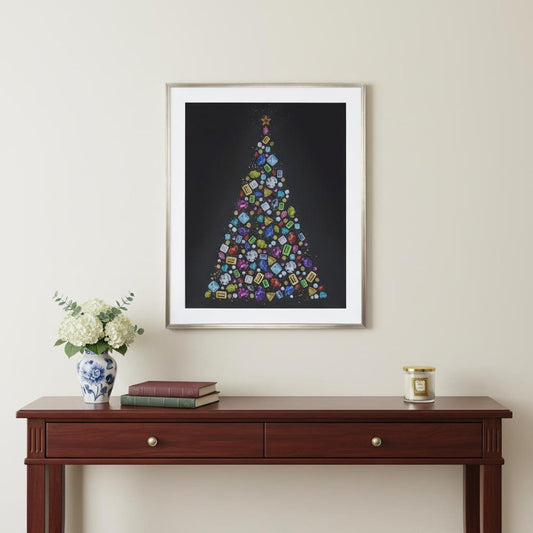 Jewels Christmas Tree Champagne Framed Wall Art