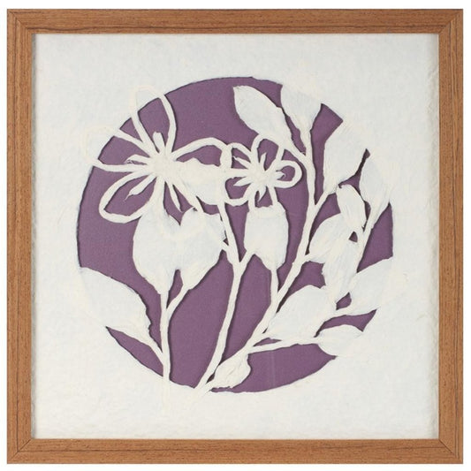 Set Of Two Purple And White Floral Brown Framed Wall Art