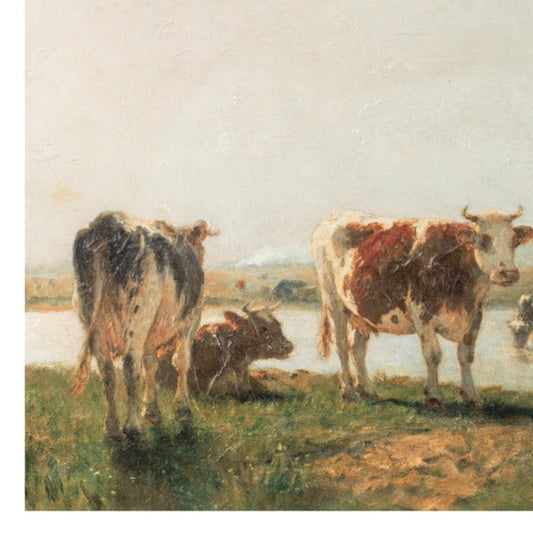 Cattle Landscape Unframed Watercolor Wall Art