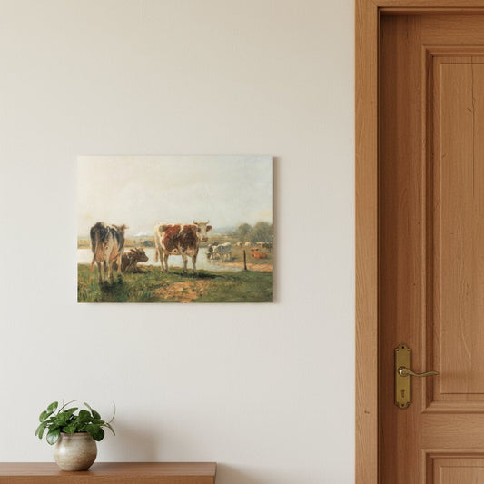 Cattle Landscape Unframed Watercolor Wall Art