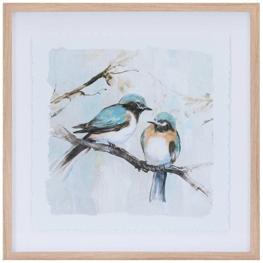 Set Of Two Bird Duo on Branches Brown Framed Wall Art