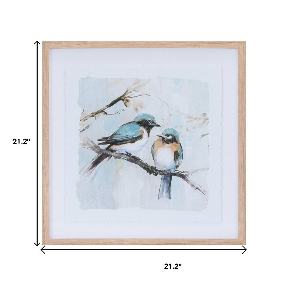Set Of Two Bird Duo on Branches Brown Framed Wall Art