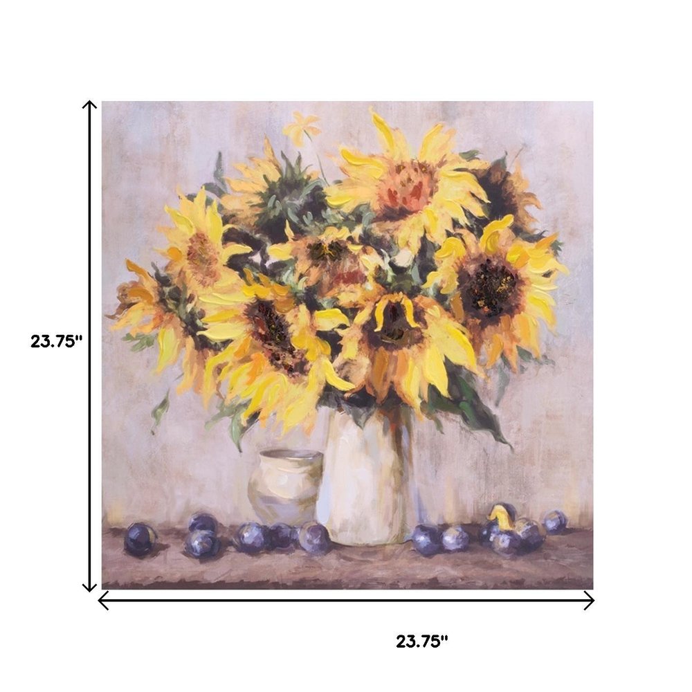 Set Of Two Sunflowers In A Vase Unframed Canvas Wall Art