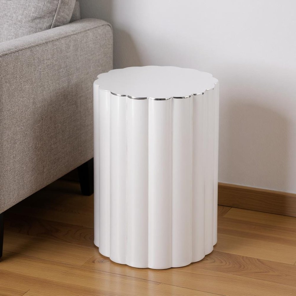 18" Silver Stainless Steel Block End Table