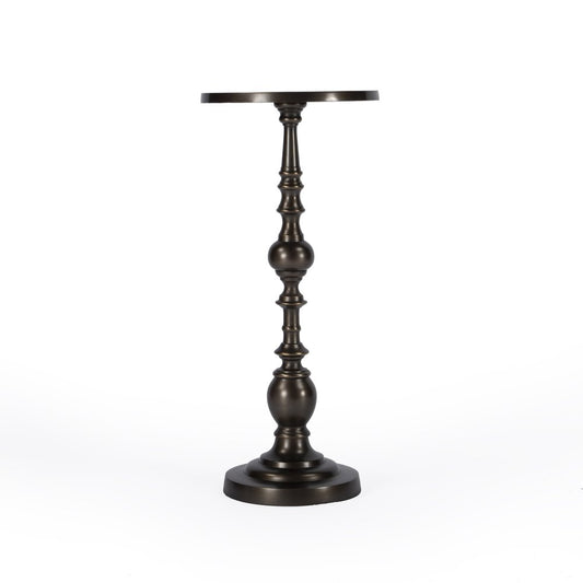 23" Bronze Metal Round Pedestal End Table