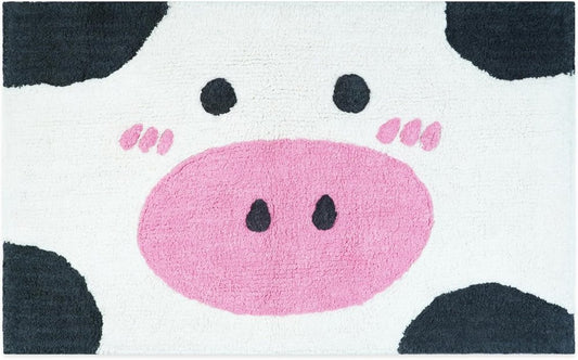 32" White Black And Pink Cotton Cow Youthful Bath Rug
