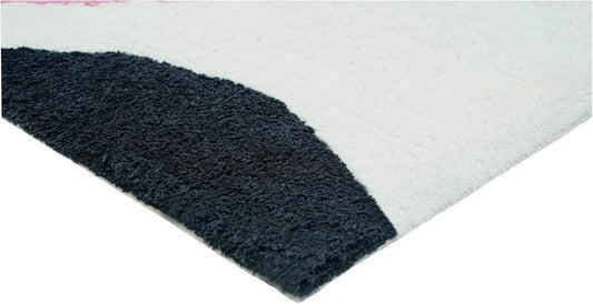 32" White Black And Pink Cotton Cow Youthful Bath Rug