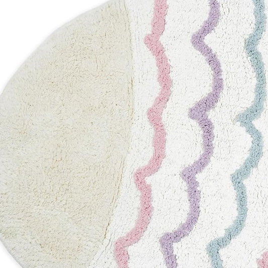 32" White Pink And Purple Cotton Fish Shaped Youthful Bath Rug