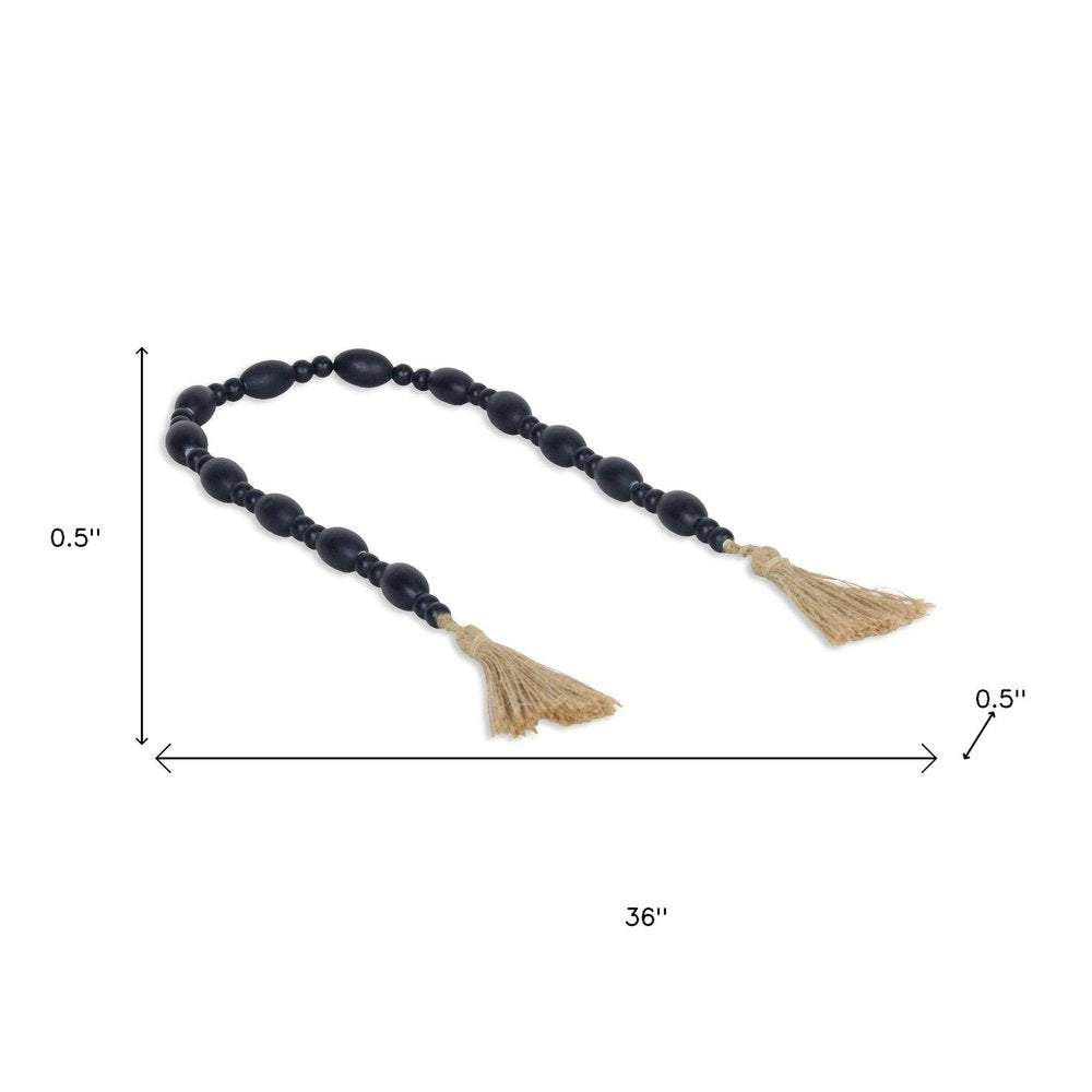 36" Dark Blue Wood Hand Painted Decorative Tassel