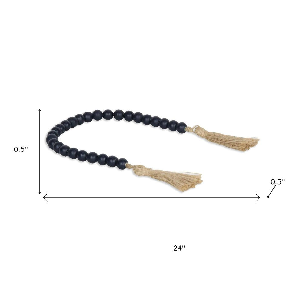 24" Dark Blue Wood Hand Painted Decorative Tassel
