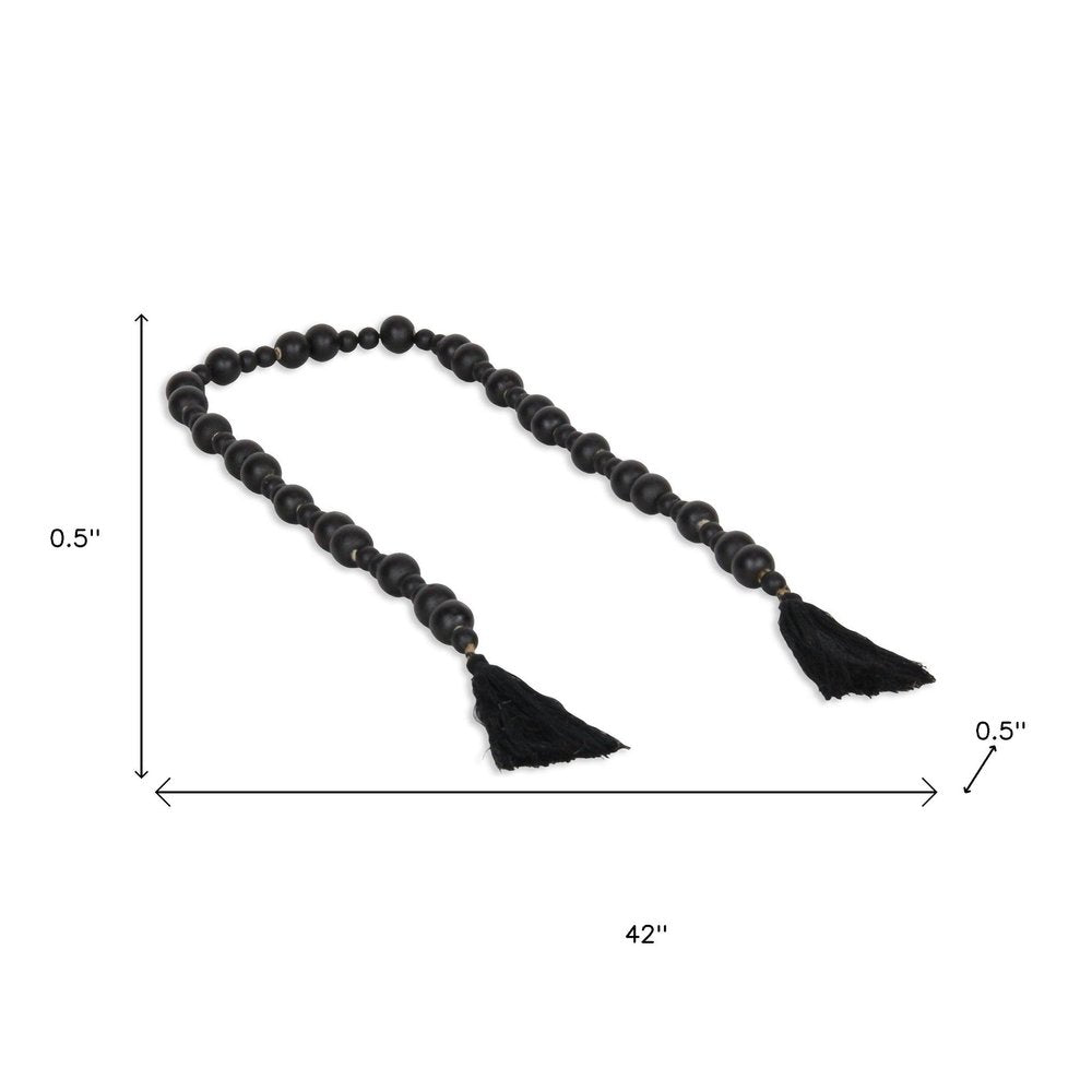 42" Black Wood Hand Painted Decorative Tassel