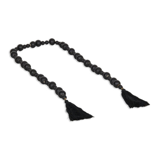 42" Black Wood Hand Painted Decorative Tassel
