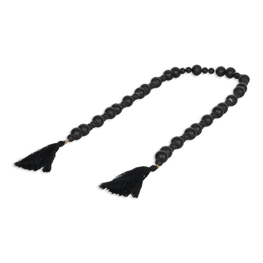 42" Black Wood Hand Painted Decorative Tassel