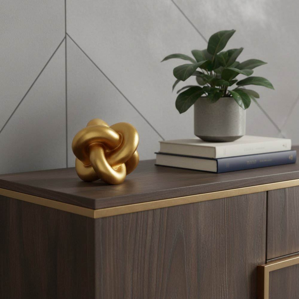 5" Gold Resin Knot Tabletop Sculpture