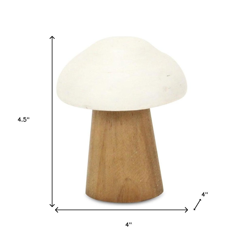 5" Brown And White Wood Hand Painted Tabletop Sculpture