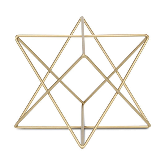 7" Gold Metal Open Geometric Tabletop Sculpture
