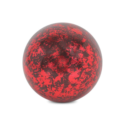 6" Red Paper Mache Hand Painted Orb Decorative Orb