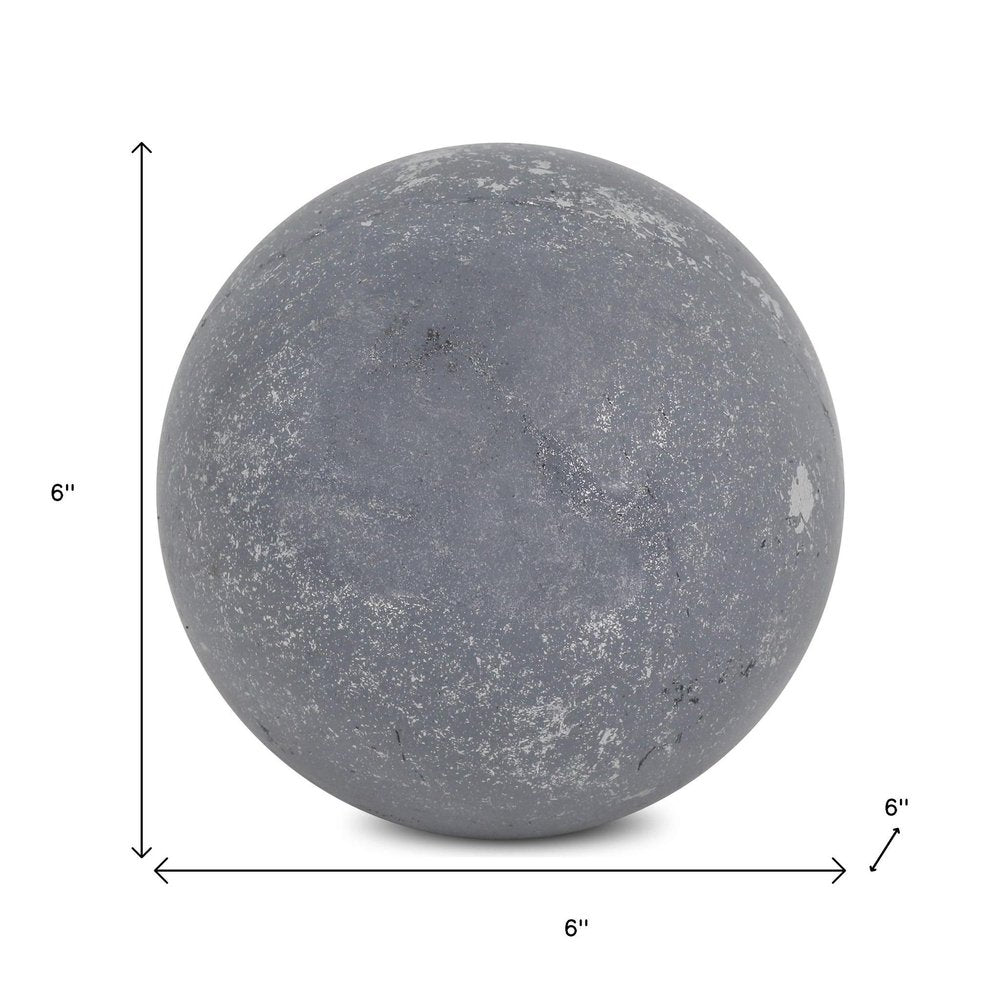 6" Silver Paper Hand Painted Orb Tabletop Sculpture