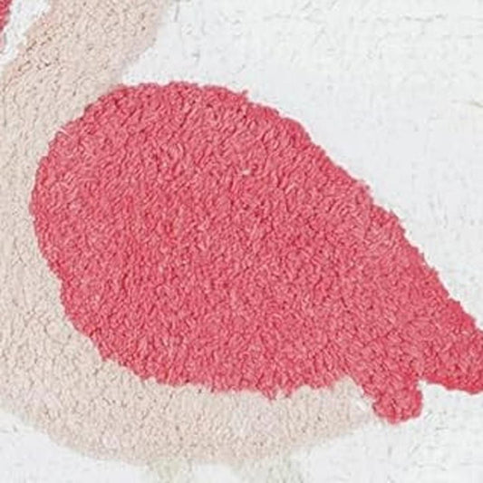 32" Pink And White Cotton Flamingo Bath Rug