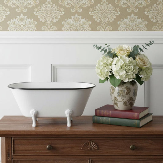 9" White Metal Hand Painted Tabletop Sculpture