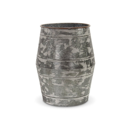 Set of Two Gray Cylinder Metal Floor Vase