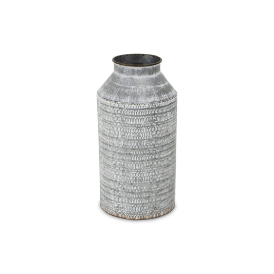 13" Gray Cylinder Metal Jug Vase