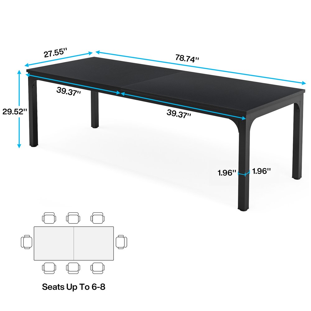46" Black Solid Wood Dining Table