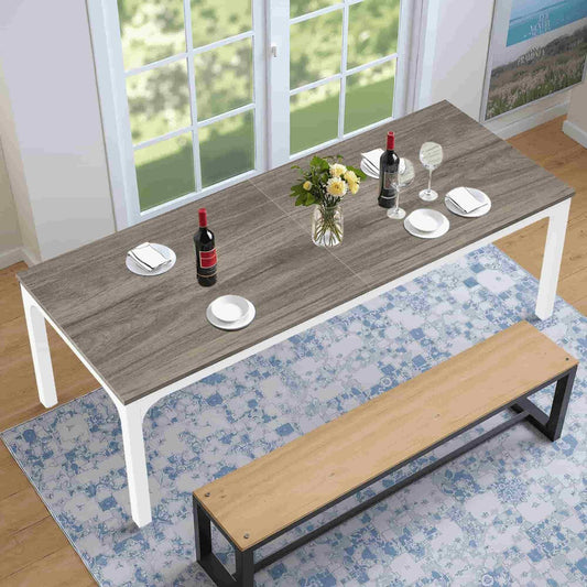 46" Gray Solid Wood Dining Table