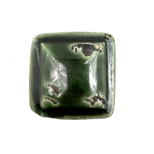 Set of Six Green Square Knob Ceramic Drawer Pull Knobs