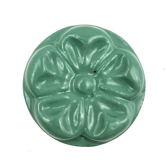 Set of Six Green Mushroom Knob Floral Ceramic Drawer Pull Knobs