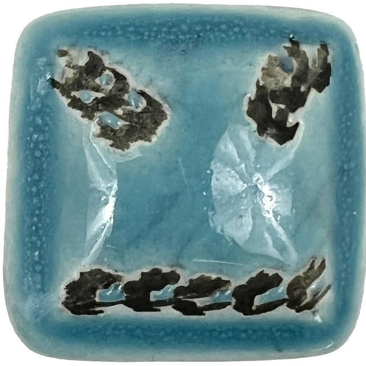 Set of Six Teal Square Knob Ceramic Drawer Pull Knobs